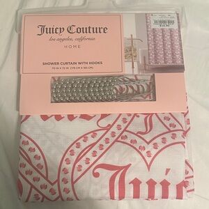 Juicy Couture Pink and White Shower Curtain Set